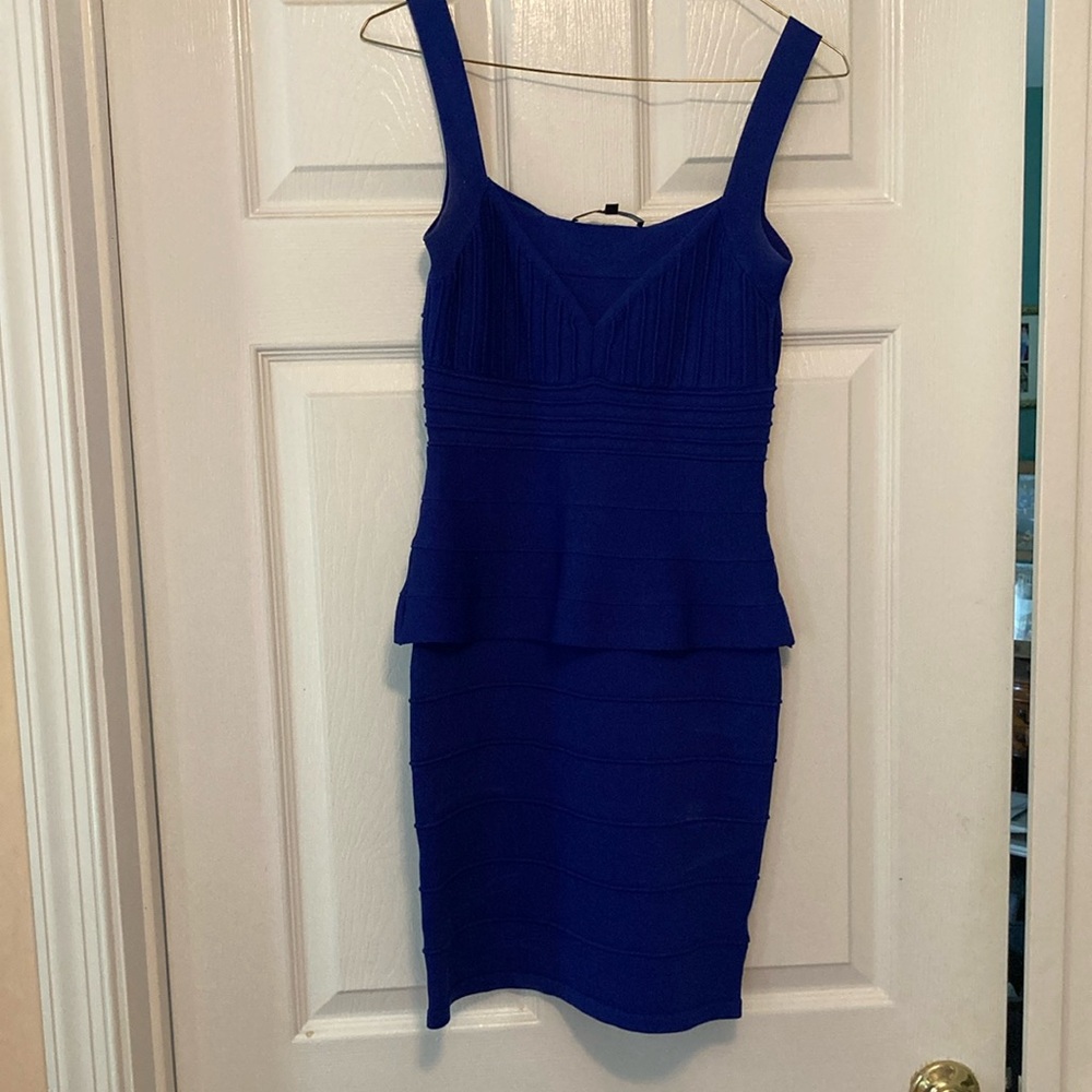 Wow couture, royal blue one piece Cocktail dress.